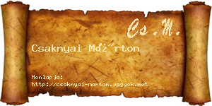 Csaknyai Márton névjegykártya