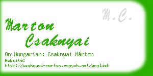 marton csaknyai business card